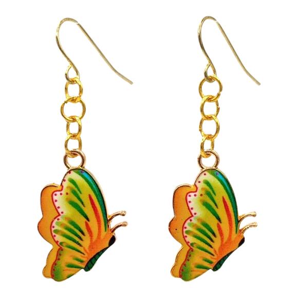 Butterfly Earrings Colorful Spring Summer Jewelry Gift for Her - Picture 1 of 3